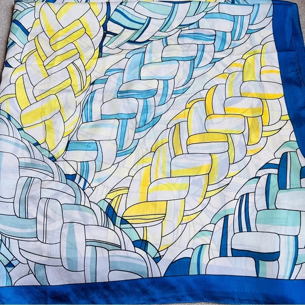 Vintage Silk Scarf – Abstract Braided Design – 35” x 35”